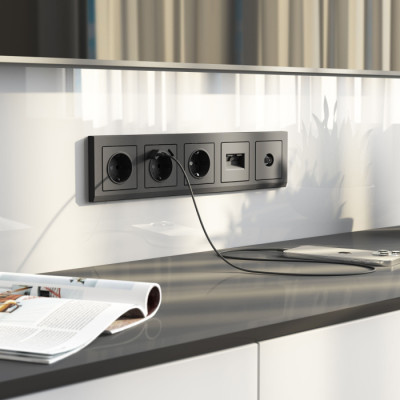 Розетка Встраиваемые механизмы графит матовый W1183064