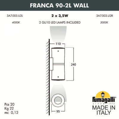 Архитектурная подсветка Franca 90 3A7.003.000.AXU2L